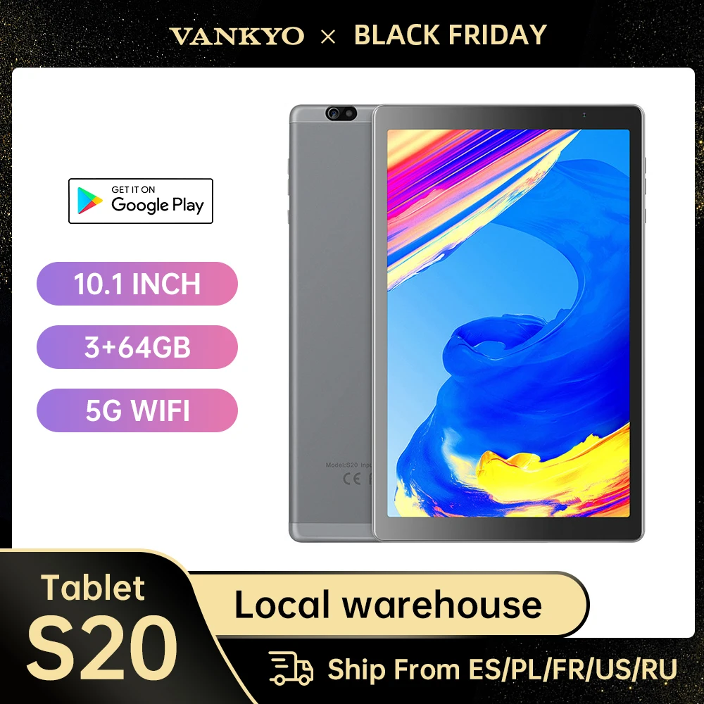 VANKYO S20 10-дюймовый планшет Android 9 0 Pie 3 ГБ ОЗУ 64 Гб ПЗУ 1280*800 IPS HD дисплей MatrixPad GPS 5G WiFii