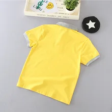 Летняя новая стильная футболка для мальчиков средней длины из чистого хлопка Детская футболка-поло с принтом и короткими рукавами