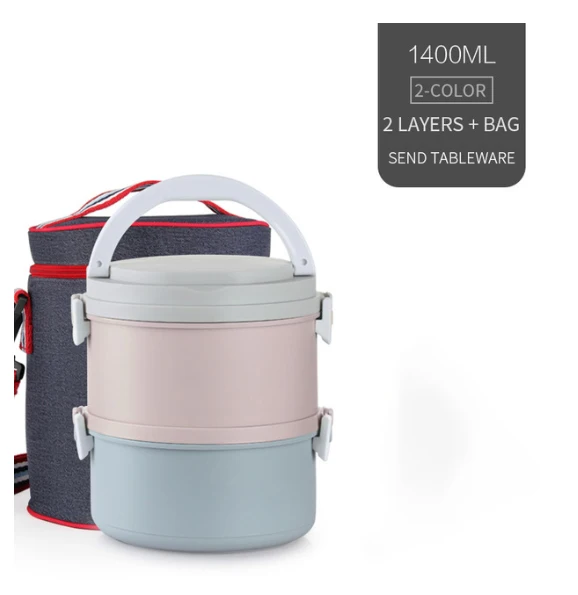 2 Layer With Bag Ермакова, японская микроволновая печь, пластиковый Ланч-бокс для детей, бэнто-бокс, портативный, герметичный, бенто, Ланч-бокс, контейнер для еды - Цвет: 2 Layer With Bag