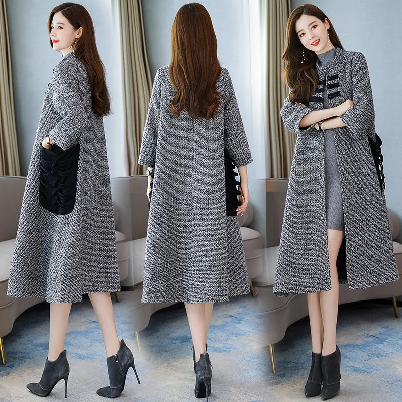 Western Style Large Size Woolen Jacket Overcoat Women's Winter New Czj8160 Korean