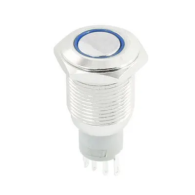 DC12V синий светодиодный индикатор SPDT 16 мм резьба защелкивающая металлическая кнопка переключатель