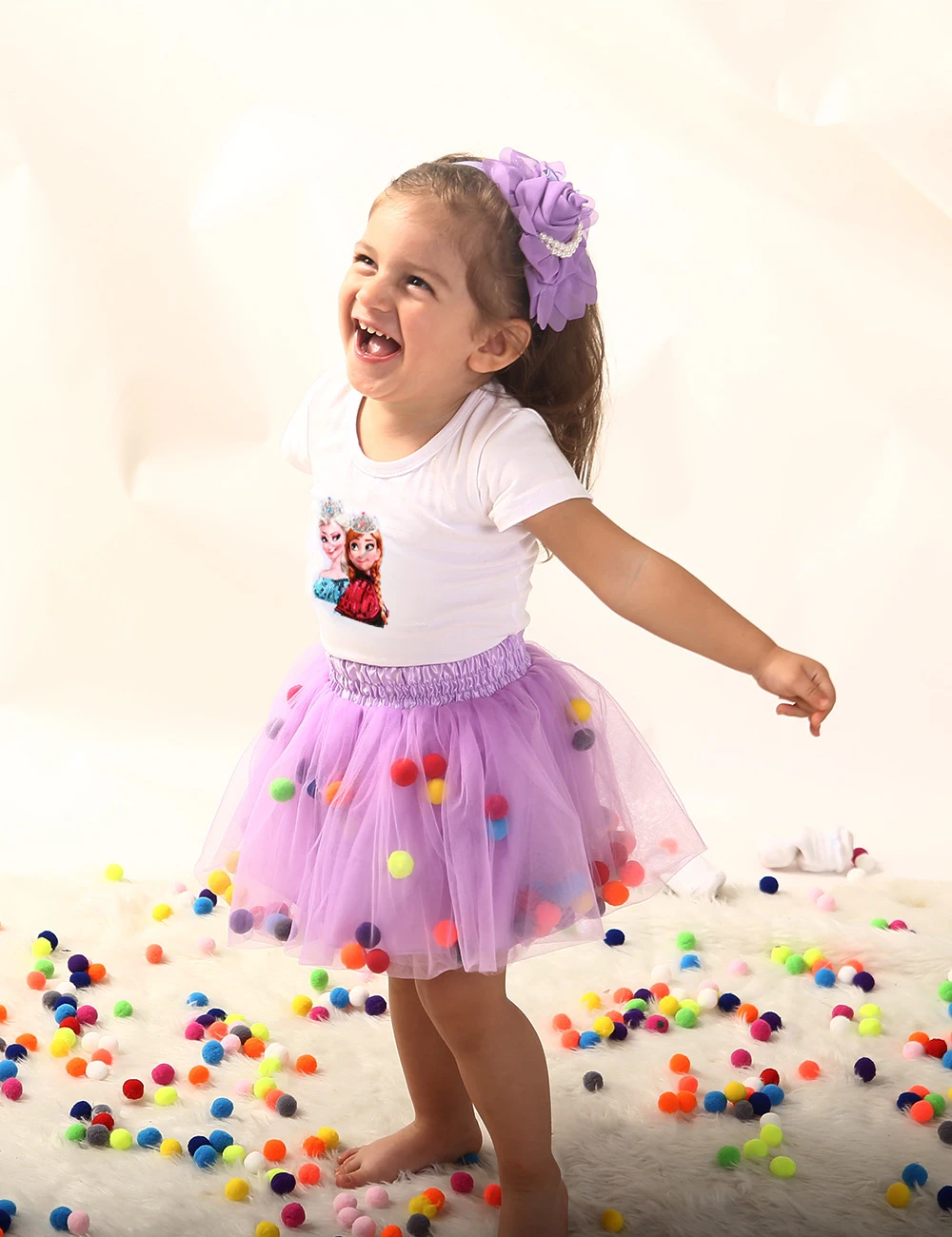 12M-6Y Princess Kids Baby Girl Colorful Balls Tutu Tulle Skirt
