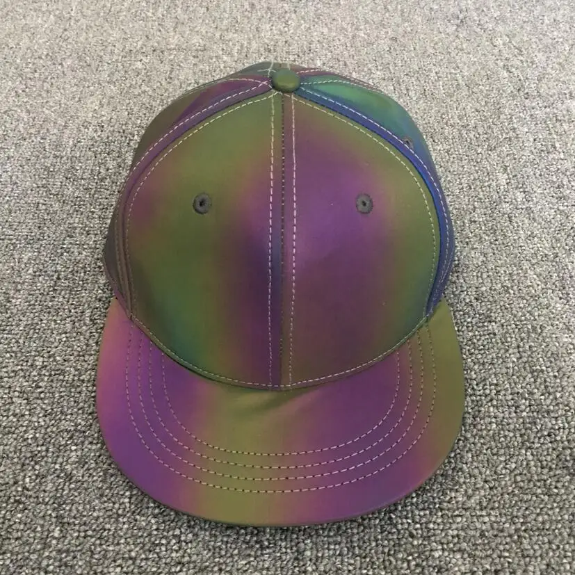 Цветной, отражающий Кепка для мужчин и женщин в стиле панк, хип-хоп, светоотражающая Повседневная бейсбольная кепка, snapback, ночная, отражающая Легкая шляпа