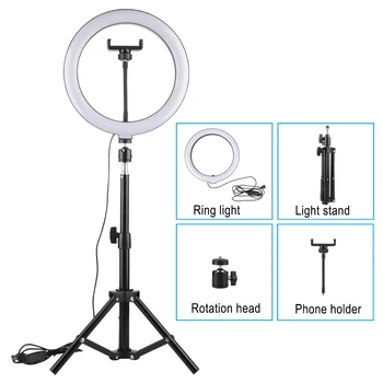 

10 Inch Photo LED Selfie Ring Light Tripod LED Ring Light For Phone Youtube Video Camera Studio Make Up Lamp With USB Ring Lamp