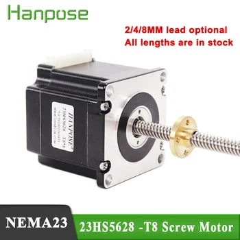 

10PCS/lot T8 screw lead 2/4/8mm Nema 23 Stepper Motor with 23HS5628-T8 310MM 57 motor 2.8A 126N.cm for CNC milling machine