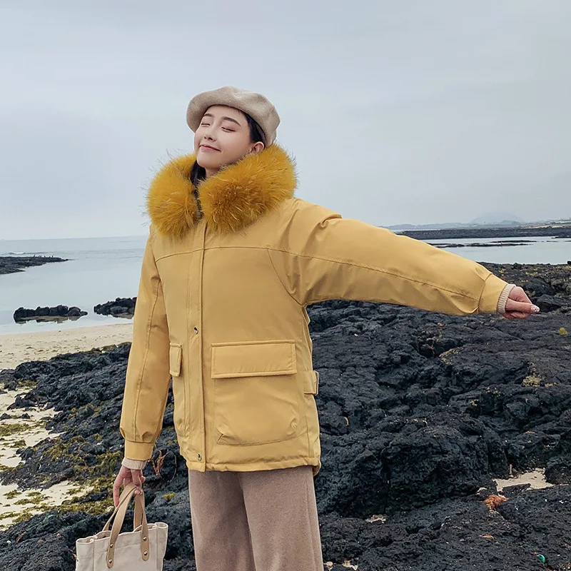 Цвет: желтый Abrigos Mujer Invierno короткая зимняя куртка женская меховая хлопковая стеганая куртка Женская парка Женская куртка зимнее пальто для женщин - Цвет: Цвет: желтый