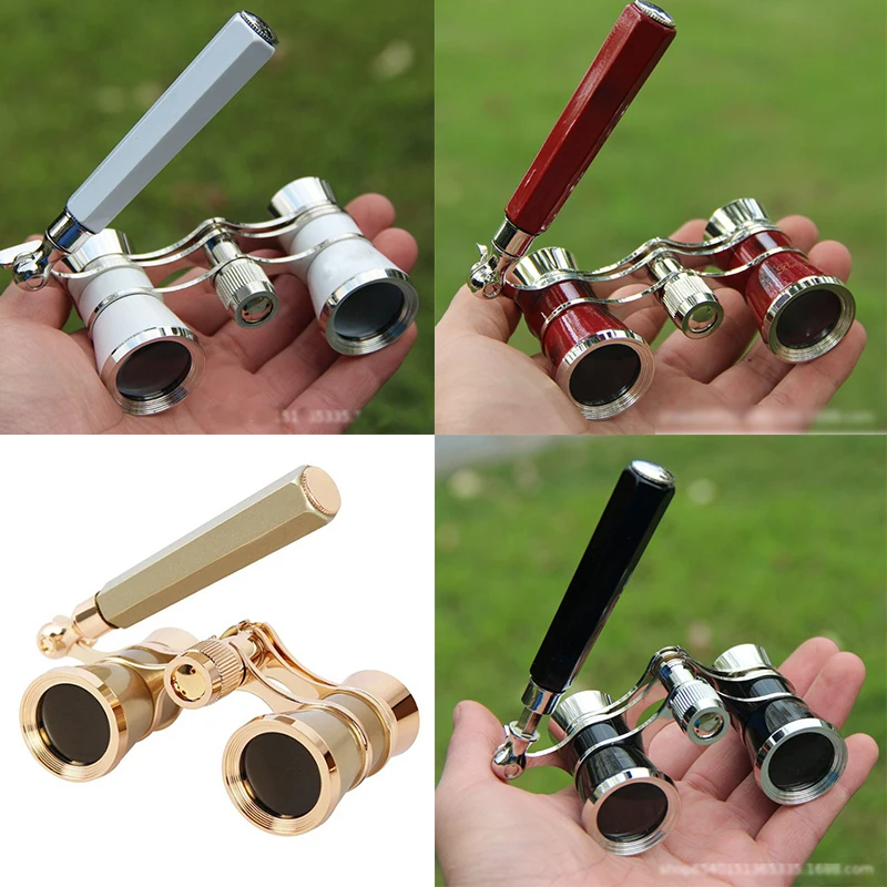 Telescopio Lady Glasses 3 X25 Binocolo Opera Occhiali Binocolo Corpo In Metallo Manico Placcato Oro Telescopio Teatrale Regalo Donna