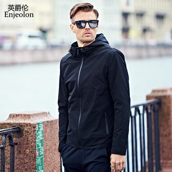 

Enjeolon Brand Bomber Casual Hoodies Jackets Coat Men Black Solid Coats Jacket Male 3XL Hoodies Collar Jacket Clothes JK0421