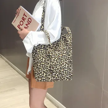 

Unisex Canvas Messenger Printing Leopard Shopping Bag Messenger Bag Handle Bag 2020 New Leisure Shoulder Bag Crossbody Bag