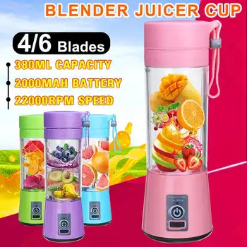 

380ml 4/6 Blades Portable Blender USB Mixer Electric Juicer Machine Smoothie Blender Food Processor Blender Cup Juice Blenders