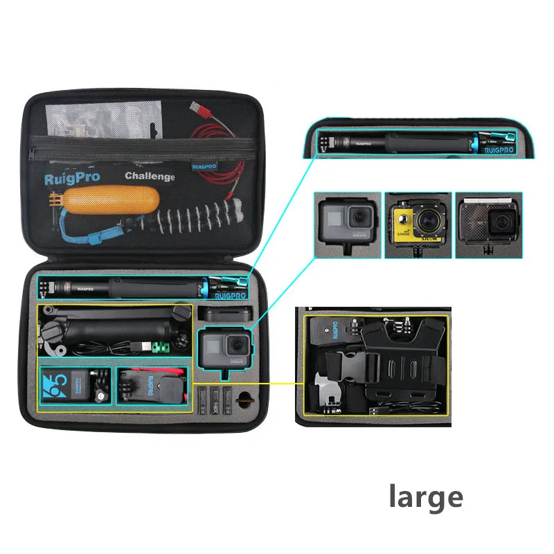 Portable Carry Storage Bag Protective Case EVA Box 3 Size Handbag For GoPro Hero 7 6 5 4 Xiaomi YI Sjcam Accessories Camera Bag (10)