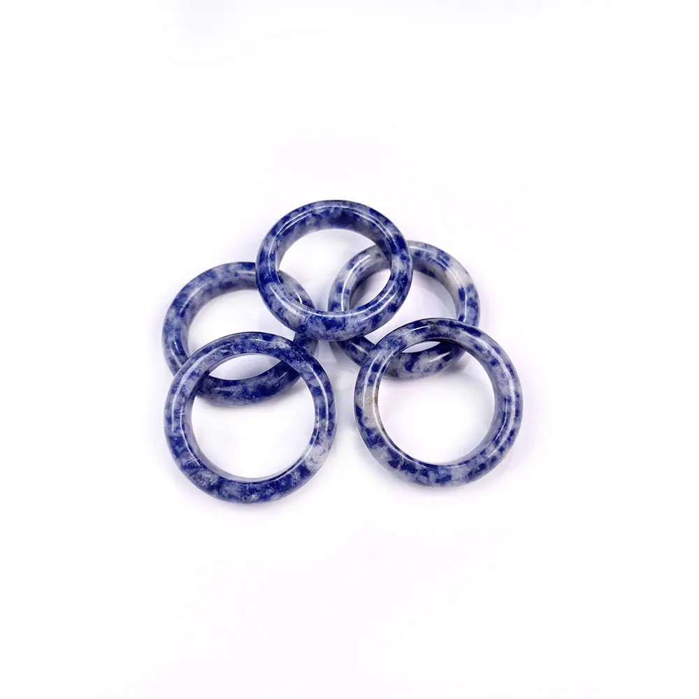 Natural stone rings jewelry diversity of stones two kinds of models Unisex Circle Natural Stone Finger Rings charms 6mm width