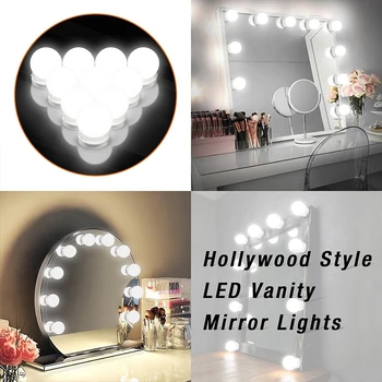 

LED Mirror Lights Vanity Mirror Lights Mirror Lights Kit Beauty Professional 10Bulb Makeup Light Dimmable Table Set Glamour