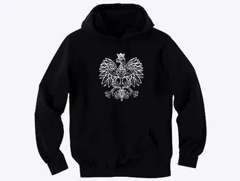 

Polish coat of arms white eagle Polska man/women/junior black graphic hoodie