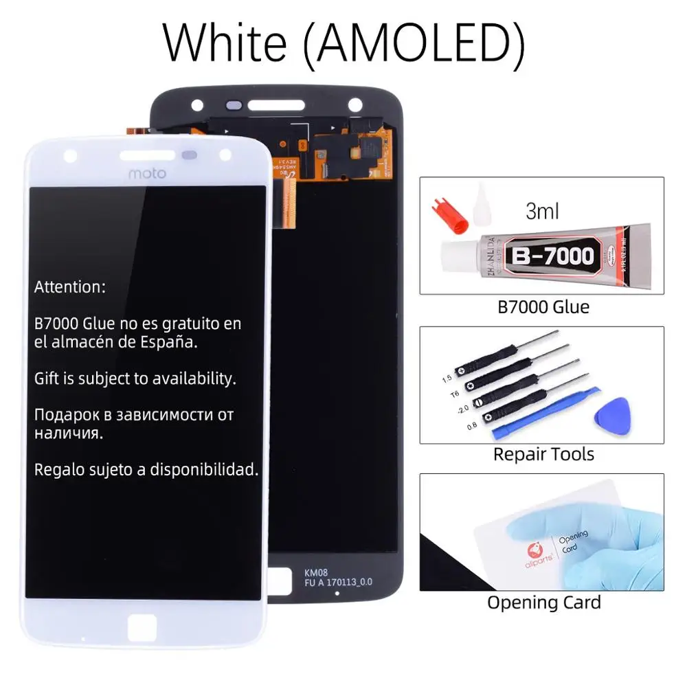 AMOLED OLED Дисплей для Motorola Moto Z Play LCD XT1635 XT1635-02 в сборе с тачскрином черный белый - Цвет: AMOLED White