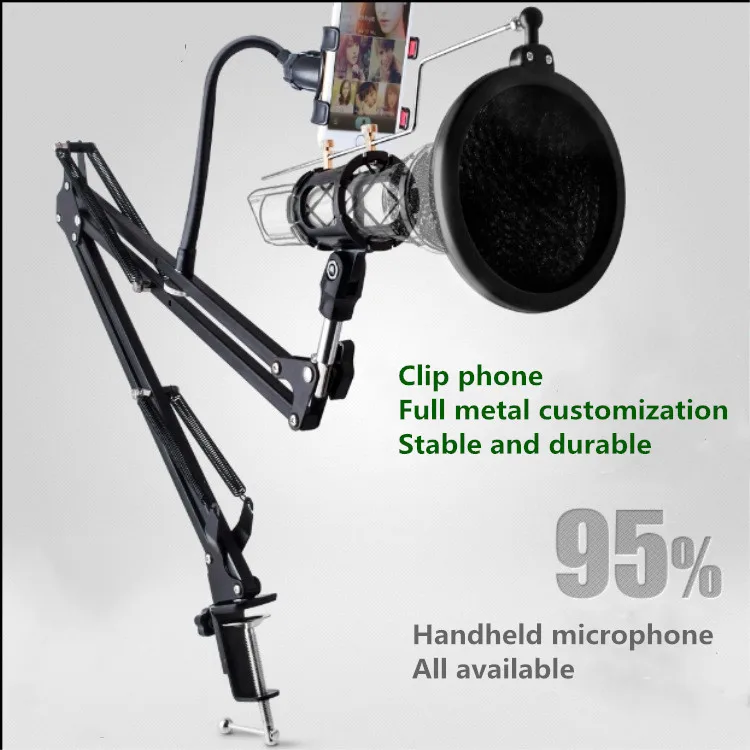 

New Professional Adjustable Handheld Metal Suspension Mic Holder Microphone Desktop Stand