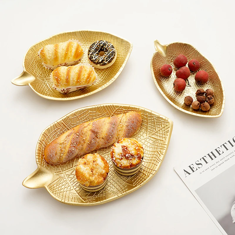 Nordic Decorative Tray Gold Pineapple Leaf Shape Serving Jewelry Pallet Fruit Snack Dish Table Decoration Storage Organizer | Дом и сад