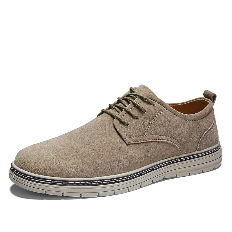 

2019 Spring Shoes Men Casual Sneakers British Casual Handmade Shoes Soft Leather Men Shoes Fashion Male Khaki Flats *8555