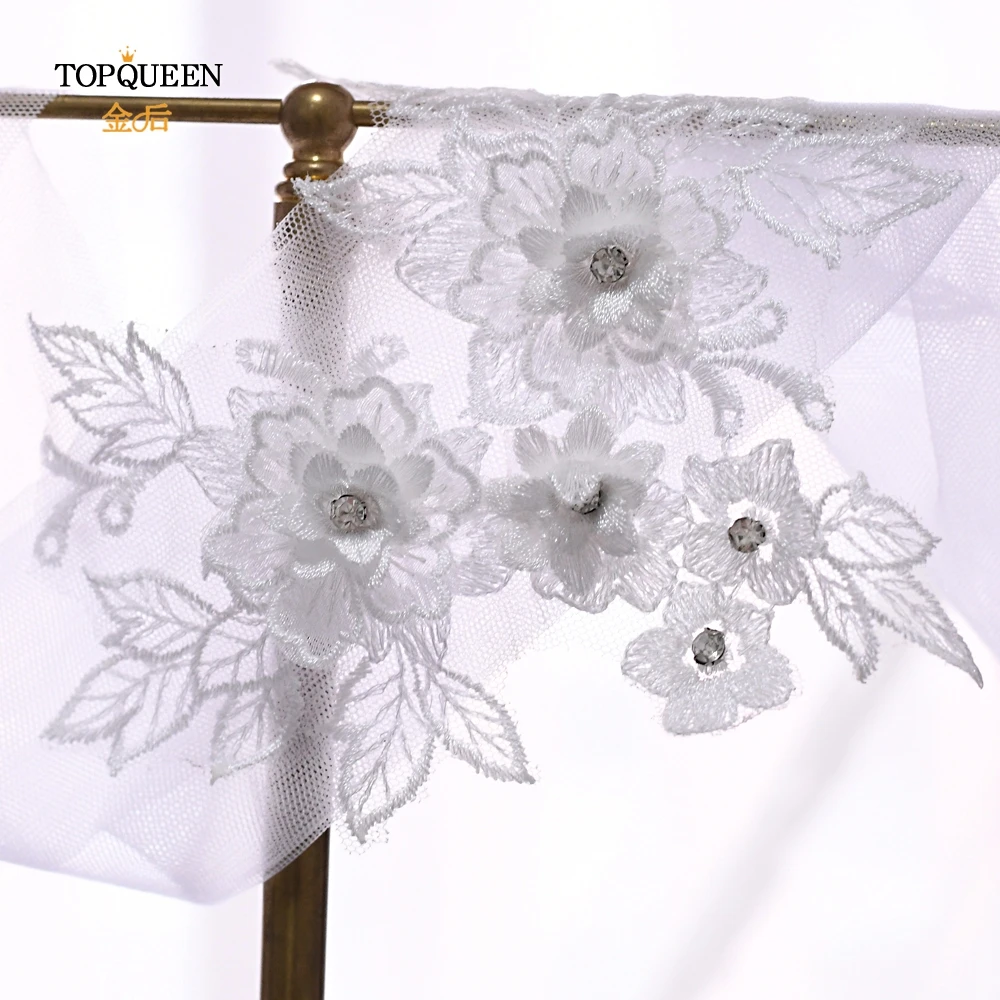 TOPQUEEN WS06 белый цветок Свадебные украшения для волос свадебные женские viel повязка на голову длинные модные свадебные головные уборы свадебная повязка на голову