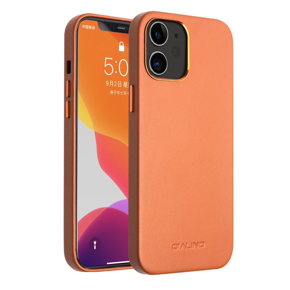 Genuine Leather Case for iPhone 12 Pro Max Ultra Thin Back Cover for