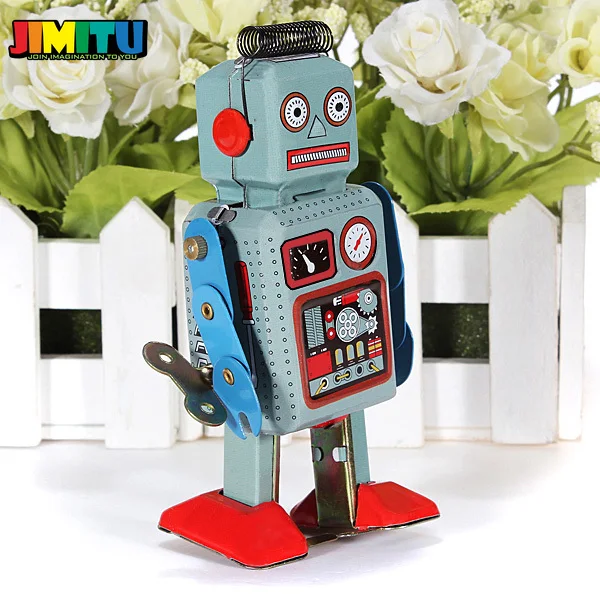 JIMITU Vintage Robot Mechanical Clockwork Wind Up Toys Walking Radar