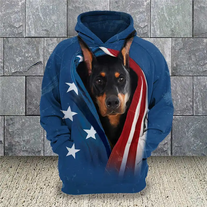 Мужская толстовка с объемным принтом немецкая овчарка мопс пудель Doberman