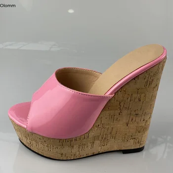 

Olomm Handmade Women Platform Mules Sandals Wedges Heels Sandals Open Toe Gorgeous 7 Colors Party Shoes Women US Plus Size 5-20
