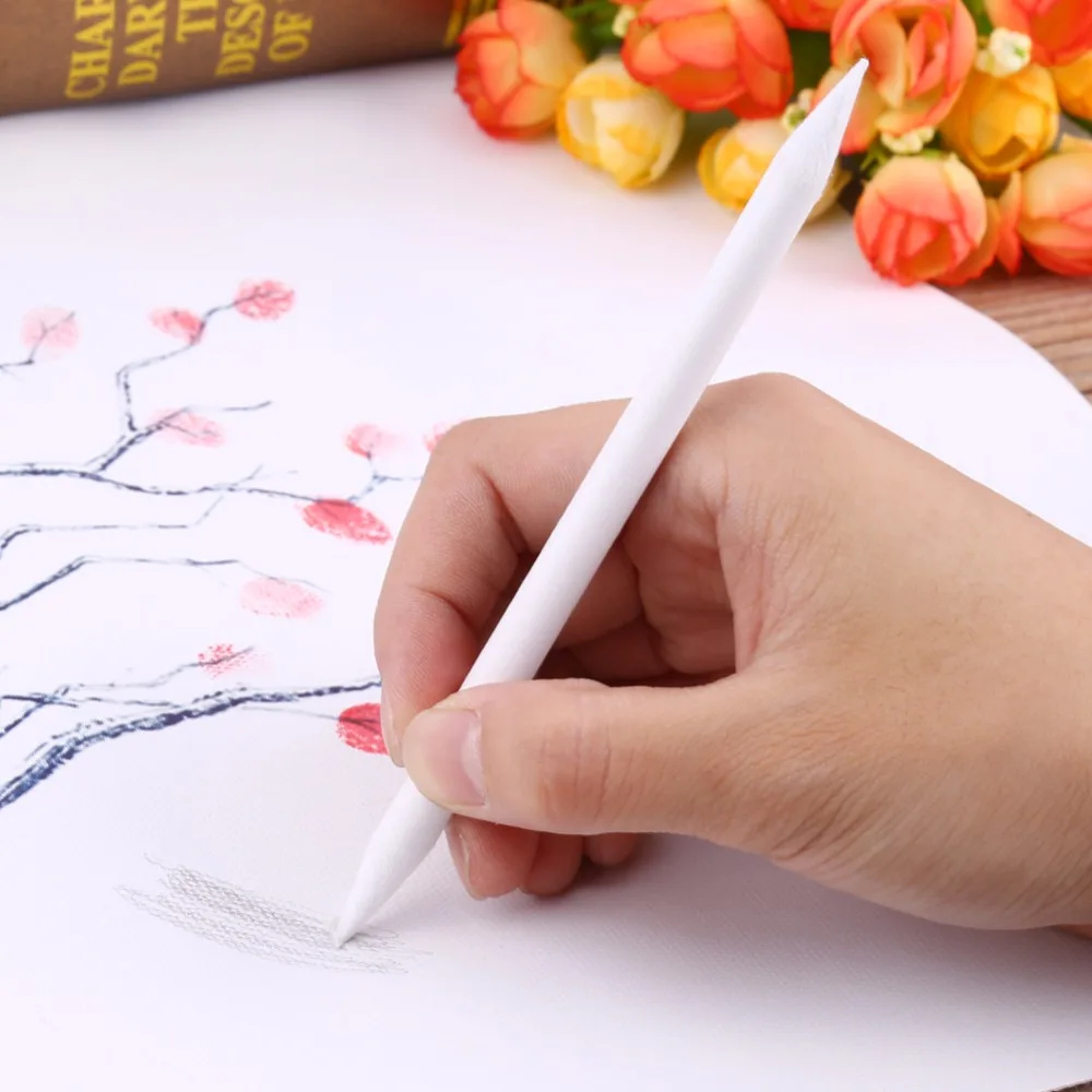 6Pcs Double Head Sketch Paper White Pen Pastel Charcoal Drawing Art Painting paper white pens | Канцтовары для офиса и дома