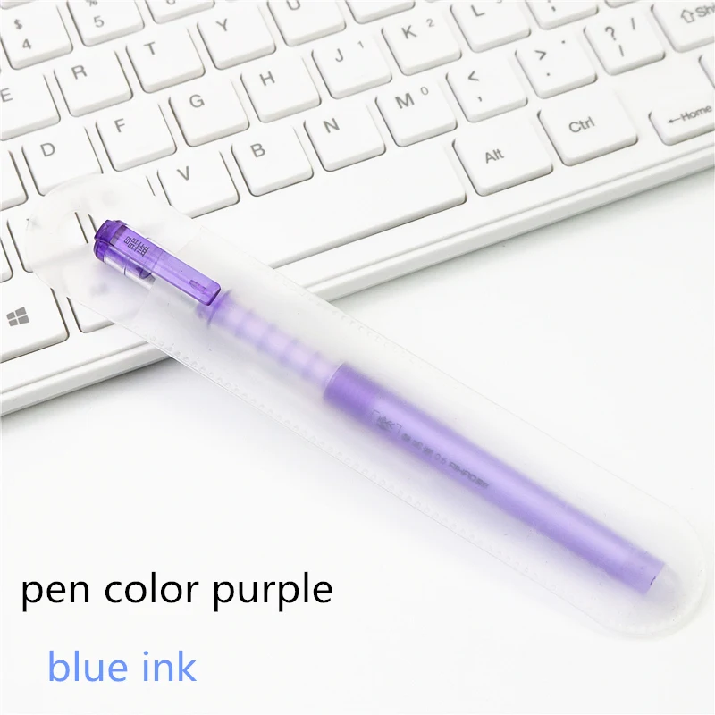 Милый мягкий держатель стираемая гелевая ручка 0,5 мм синие чернила школьные ручки высокое качество студенческие канцелярские принадлежности - Цвет: Фиолетовый