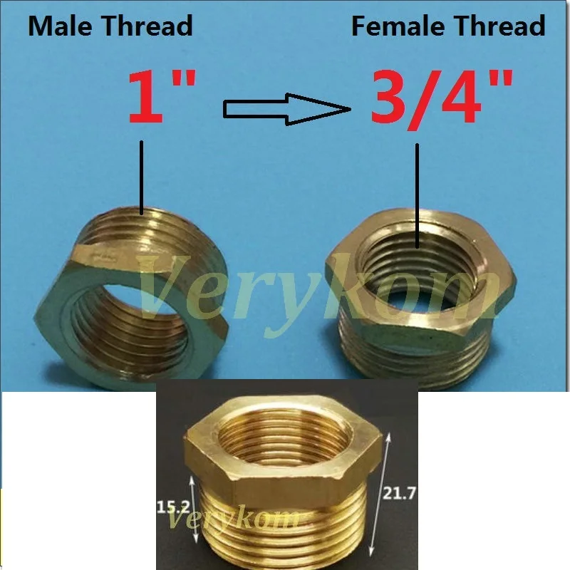 10x Verykom Pneumatic Brass Reducer Fitting 3/4" 1/2" Male To 1/8" 3/8" 1/4“ Female Reducing Adapter Air Water Gas DN10/15/20/25 - Цвет: DN25-DN20 SIZE B