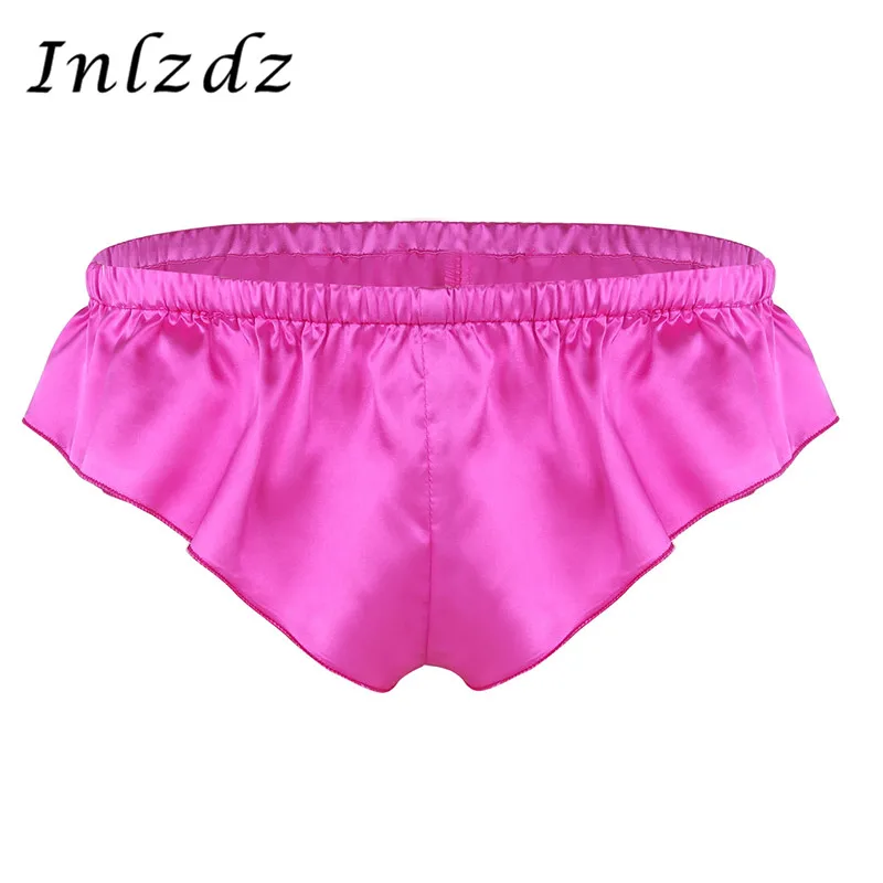 

Sissy Panties Mens Lingerie Briefs Shorts Shiny Soft Satin High Cut Solid Color Bikini Thong Briefs Underwear Sexy Male Panties