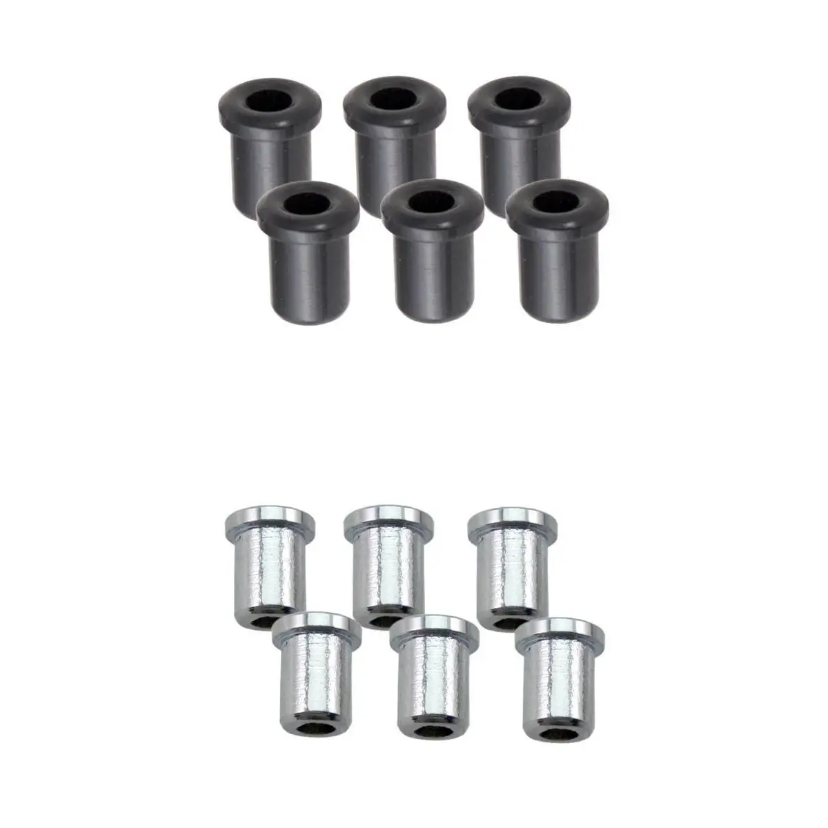 12PCS Electric Guitar String Mounting Body Ferrules Bushing Silver & Black