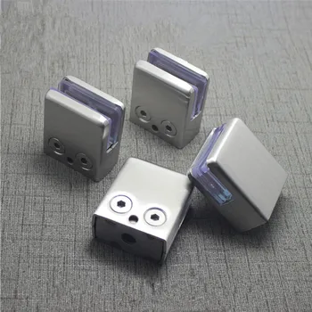 

4Pcs 304 Stainless Steel Stainless Steel Square Clamp Holder Bracket Clip for Glass Shelf Handrails Silver