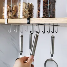 1Pcs Kitchen Wrought Iron Seamless Nail-free Hook Cabinet Storage Rack Multi-function Wardrobe Row Hook Finishing rack