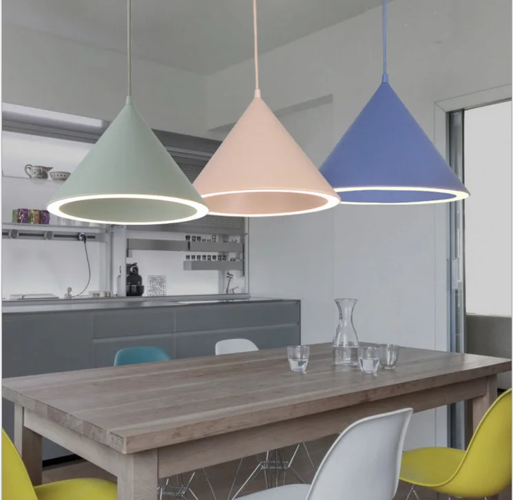 

nordic pendant lights for home lighting modern hanging lamp iron lampshade led bulb bedroom coffee kitchen light 90-260v e27