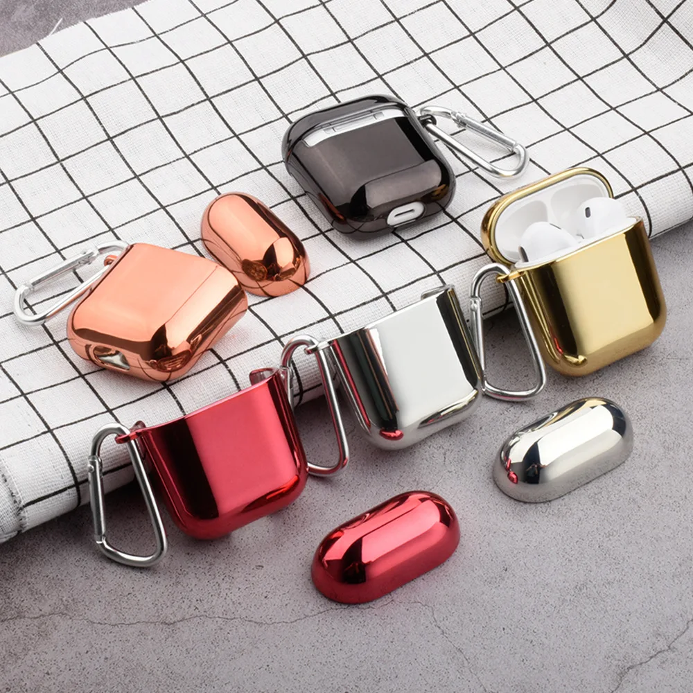 

Hot Sale Shining Plating PC Hard Case For AirPods 2 1 Portable Earphone Protect Earphone Protective Cover For Apple Air pods 1 2
