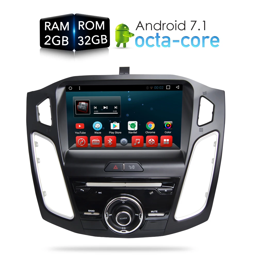 Автомобильный DVD стерео плеер Android 7.1.1 GPS Glonass навигация Мультимедиа для Ford Focus 2012