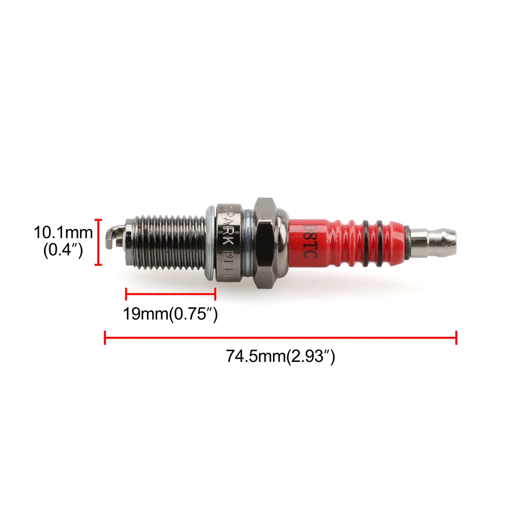 TC-Motor Red D8TC Ignition Spark Plug For 150cc 200cc 250cc Engine Scooter Moped Pit Dirt Motor Bike Motorcycle ATV Quad Go Kart Buggy
