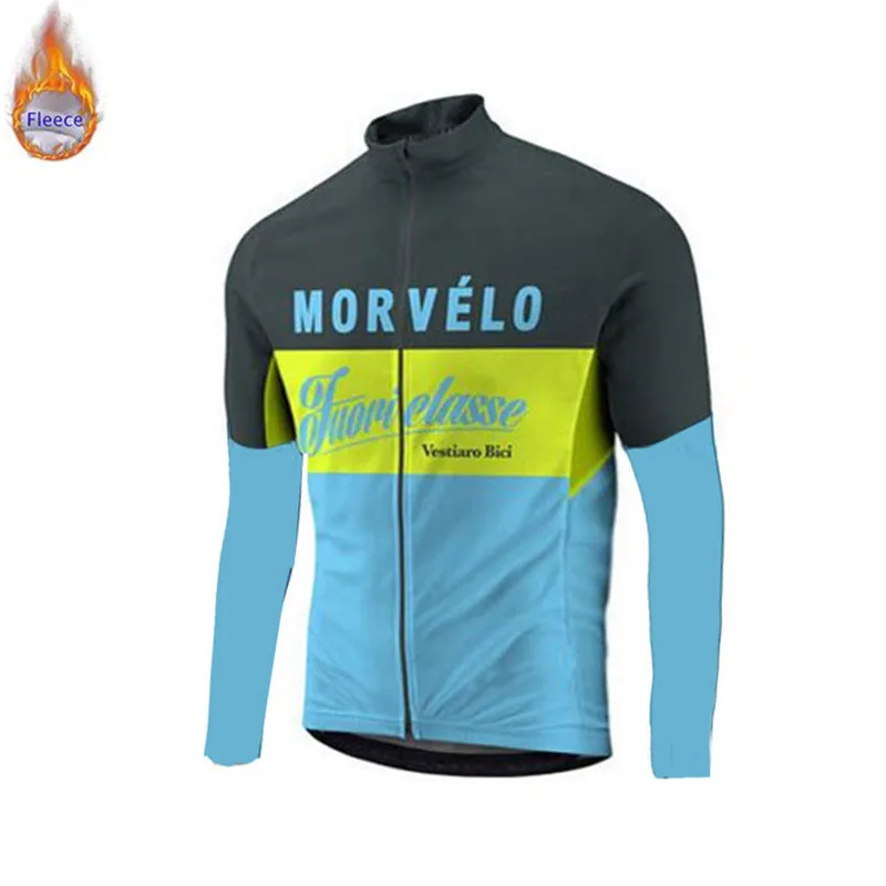 Pro team New Men Long Sleeve Winter Thermal Fleece Bicycle Morvelo Cycling Jersey Warm Winter Moutain Bike Cycling Clothing - Цвет: 11