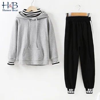 

Humor Bear Girls Suit Spring Autumn Outfit 2020 New Clothes Long Sleeves+ Pants 2pcs Sets Princess Children'S Clothing 4-13