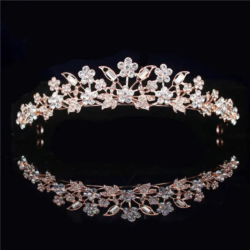 Wedding Crown Bridal Headpiece Gold Silver Color Rhinestone Crystal Diadem Queen Crown Princess Tiaras Wedding Hair Jewelry 