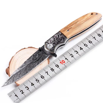 

8.6'' Knives Pocket straight knife 440C steel Outdoor tactical Pocket knife hunting Camping Rescue knife Rotatable EDC tool