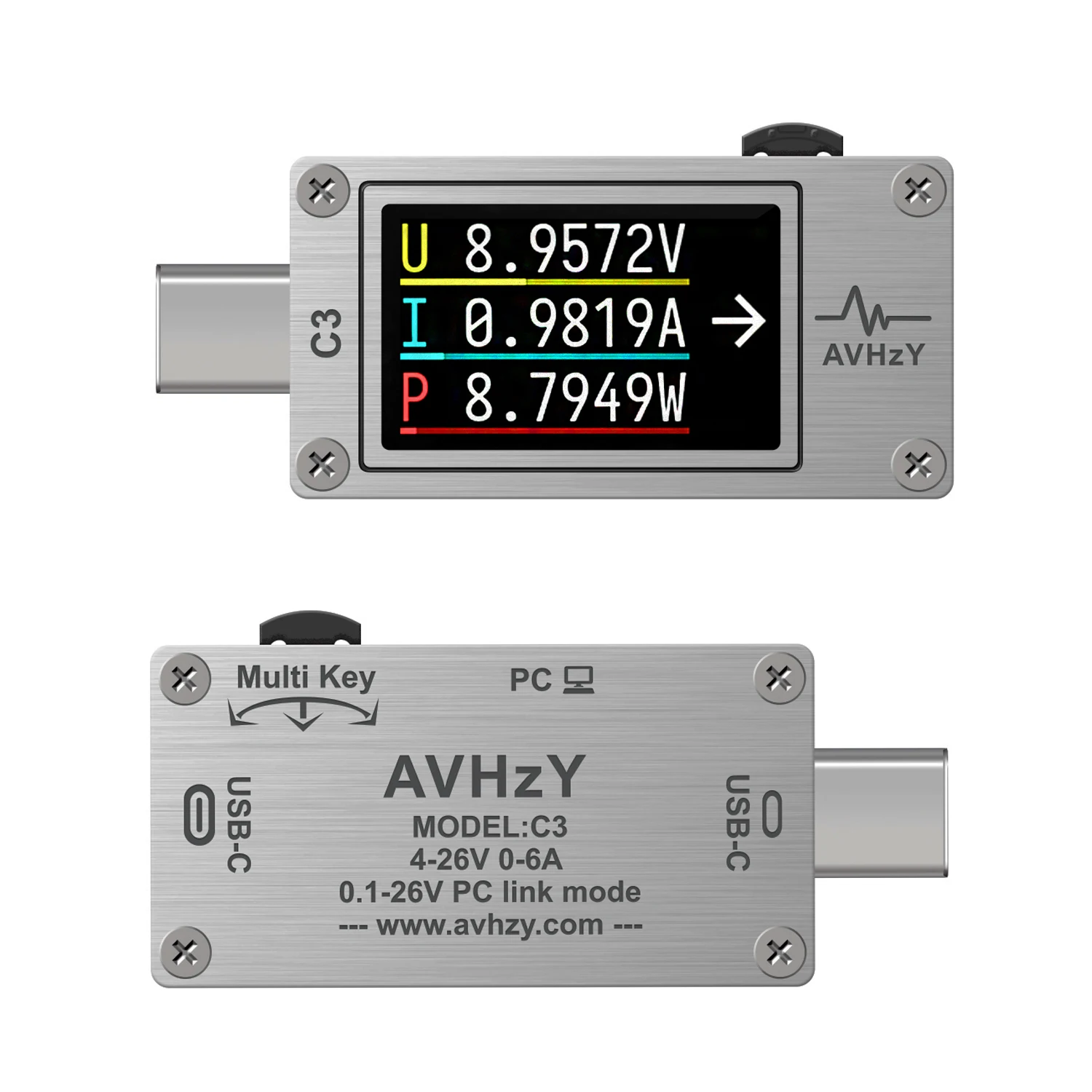 AVHzY C3 Type-C PD trigger USB-C Вольтметр Амперметр Напряжение 2 тока измеритель мультиметр
