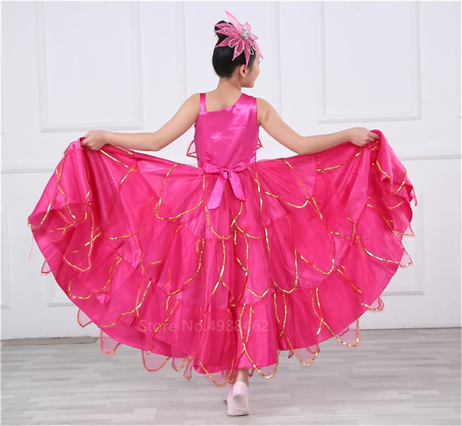 Для девочек Фламенго, испанское платье для танцев, Цыганская юбка, испанская большая танцевальная коррида, Yera, карнавальные костюмы для сцены
