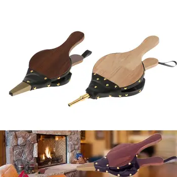

New Vintage Wooden Manual Handmade Air Blower Brown Fan Blower For Traditional Barbecue Fire Bellows Home DIY Fireplace Accessor