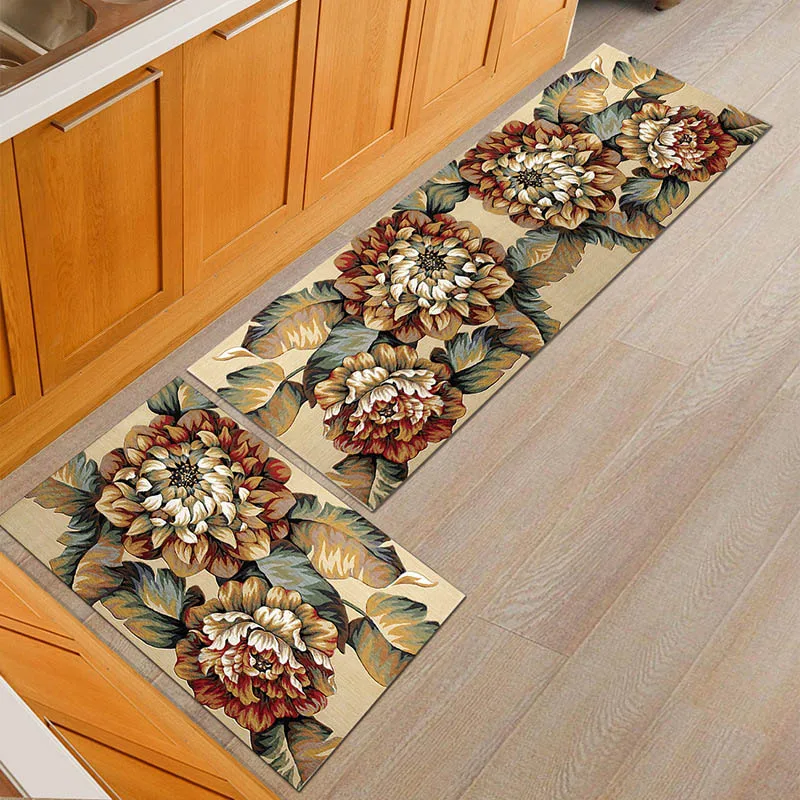 Пылезащитный цветок Кухня Столовая стол коврики против скольжения коврик у входной двери муслин молитвенный коврик набор - Цвет: G