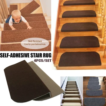 

4PCS/SET Non-Slip Stair Treads Rugs Stair Runners for Wooden Steps Indoor Durable Self Adhesive Stair Rug
