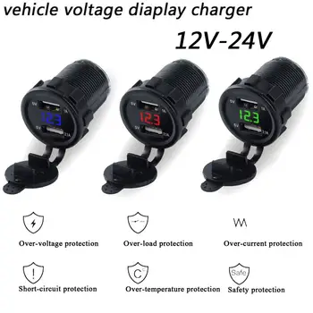 

Universal 12/24V Dual Port Car USB Charger Power Outlet For Pad Phones Car Boat Caravan Motorcycle Led Light Voltage Meter