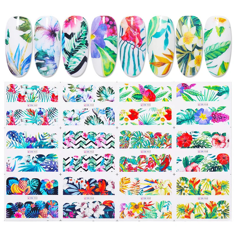 1 PC Flower Series Nail Water Transfer Decals Stickers Mixed Patterns DIY Design Tool Art Decoration | Красота и здоровье