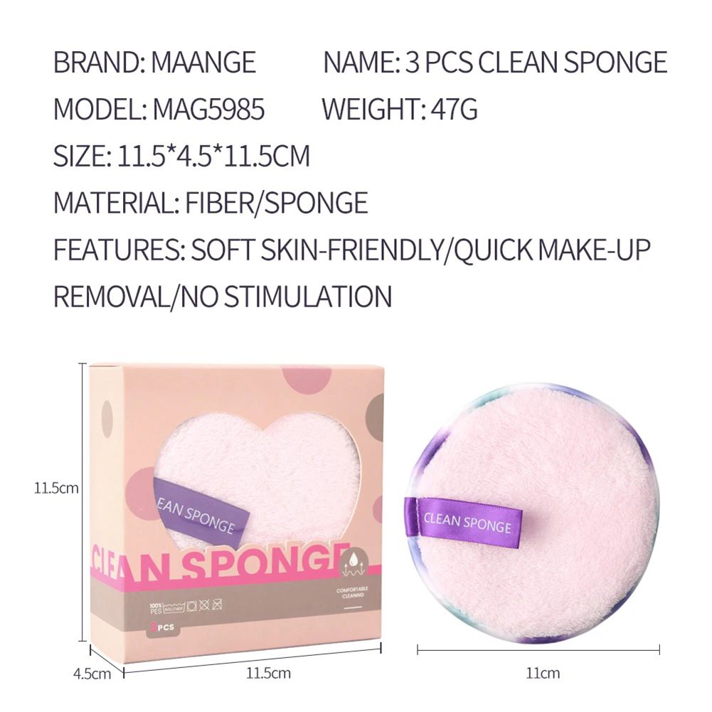 Maange Makeup Remover Sponge 3 Pcs Bundle